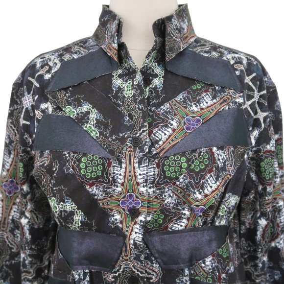 ISSEY MIYAKE printed shirt top sz 2 M - Picture 4 of 5